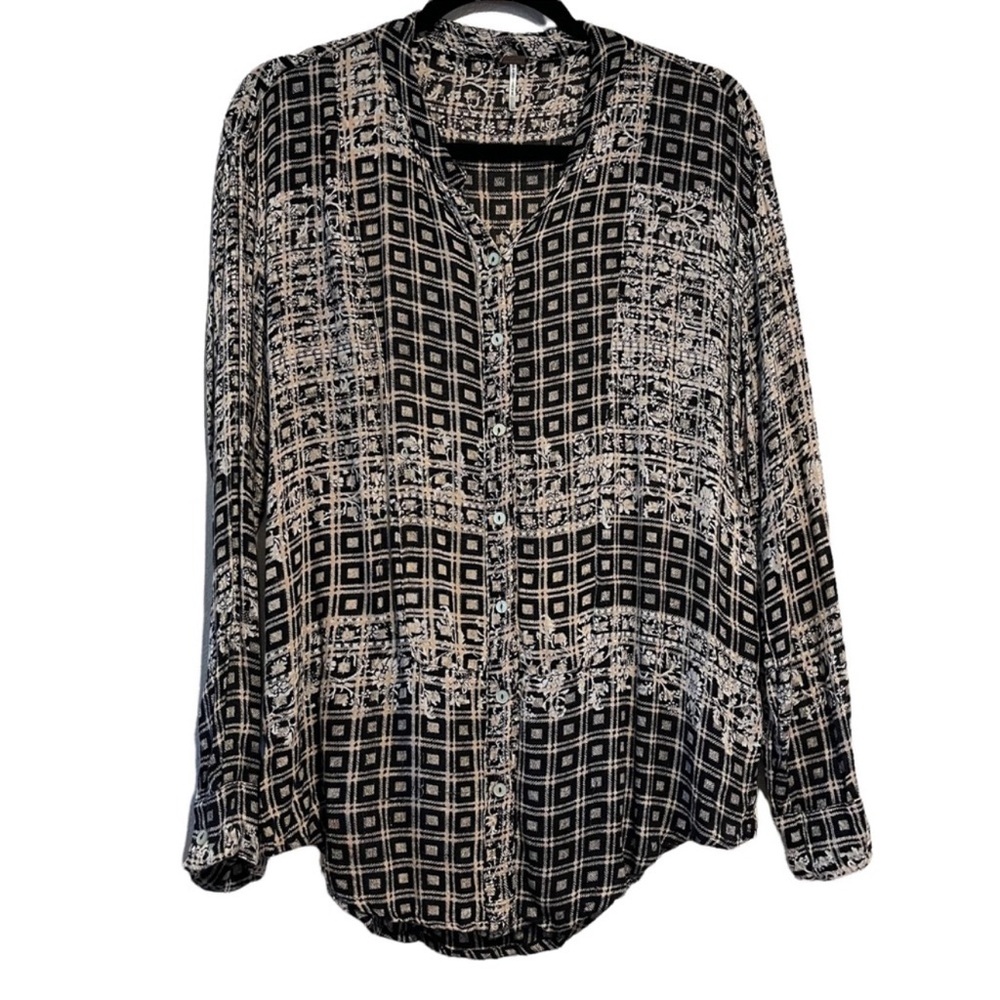 Free People Caravan Patchwork Button Down Top - image 2